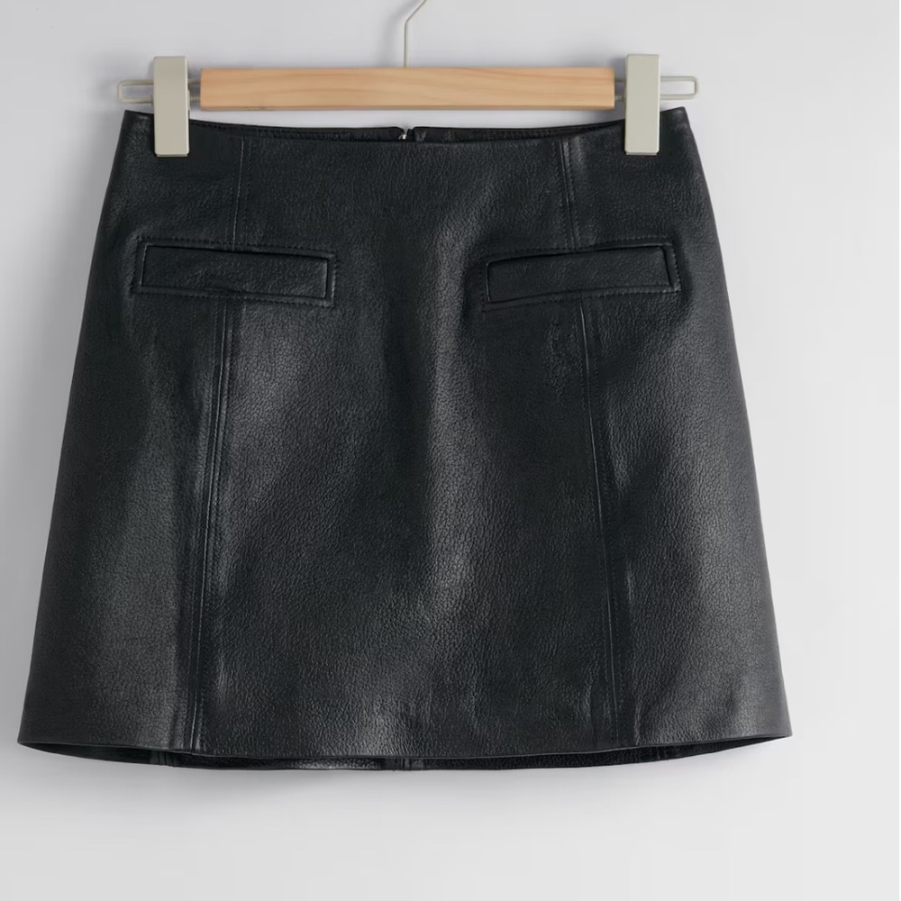 & Other Stories Black Leather Mini Skirt